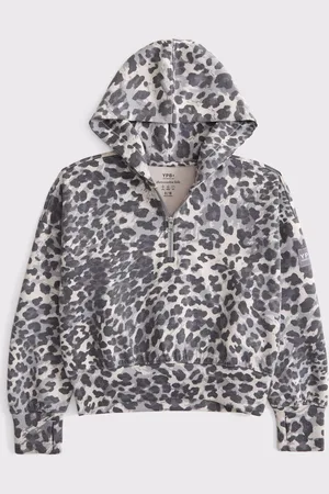 Abercrombie & Fitch Leopard Imprimé Quauter Zip Brown Pull15 - 16 ans (170 - 176cm)