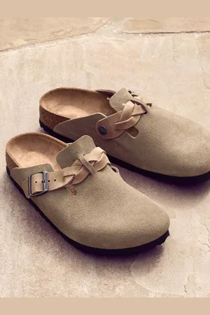 Birkenstock Sabots tressés en daim Boston