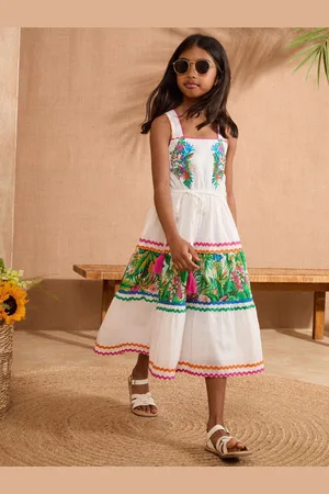 Love & Roses Tropical Print Midi Holiday Dress (5-16yrs)9 ans (134cm)