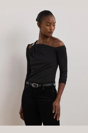 Ralph Lauren One-Sholder Cut Out Buckle Jersey TopM