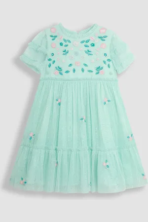 JoJo Maman Bébé Floral Embroidered Tiered Tulle Party Dress8692cm
