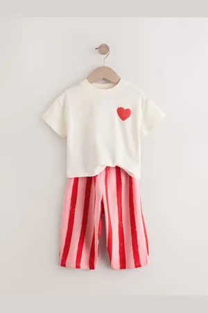 Next Short Sleeve 100% Cotton T-Shirt and Wide Trousers Set (3mths-7yrs)2 - 3 ans (92 - 98cm)