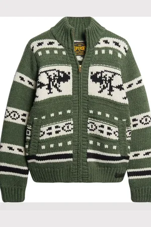 Superdry Chunky Knit Patterened Zip Through Jumper (Pull zippé en maille épaisse)S
