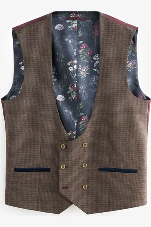 Next Gilet Carreaux Brown Costume garni48 Long (UK 38 L)