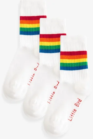 Little Bird Paquet de chaussettes à tube Rainbow Rayure 3UK 3 - 5.5 Jnr
