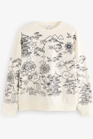 Next Graphic All Over Premium Embelished Embroidery Oriental 100% Cotton SweatshirtTrès très grand