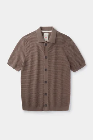 Aubin Polos Marron Keats boutonné 100% cotonTrès grand