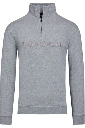 Raging Bull Grey Tonal Embroidered Quarter Zip Sweater2X-Large