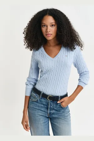 GANT Pull col V en maille de coton torsadée stretchlarge