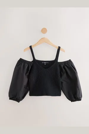 Next Cold Shoulder Volume Sleeve Knitted TopL Reg