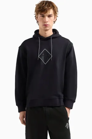 Armani Exchange Navy Panel Logo 100% Cotton HoodieS