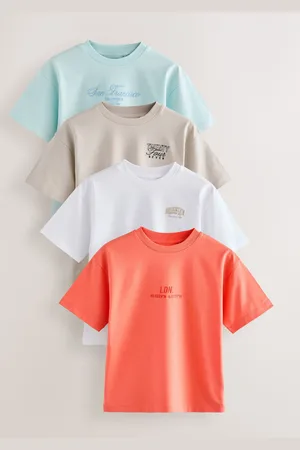 Next Relaxed Fit 100% Cotton Short Sleeve Embroidered T-Shirts 4 Pack (3-16yrs)158164cm