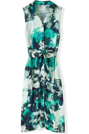 CELTIC & CO. Blue Tie Front Midi Shirt Dress40