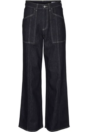 VERO MODA Ample Foncé Denim Jeans avec poches surpiquées28 R