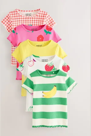Next Short Sleeve Ribbed T-Shirts 5 Pack (3mths-7yrs)8692cm