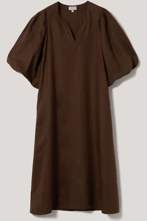 Jigsaw 100% Linen Puff Sleeve Midi Dress38
