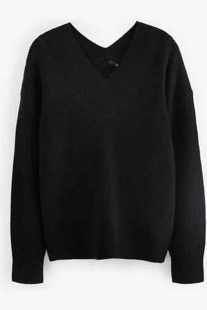 Next Relaxed Fit Ribbed Col en V Knitted PullXL
