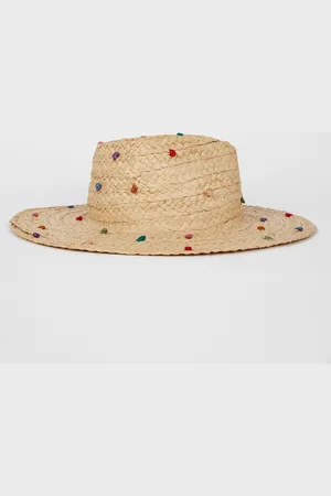 Paul Smith Natural Embroidered Polka Dot Raffia Summer HatPetit