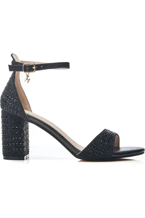 Moda In Pelle Sandales Rubiana noires à talon bloc et bout ouvert