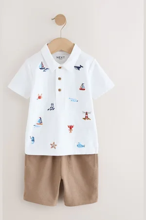 Next All-Over-Embroidered Polo Shirt & Shorts Set (3mths-7yrs)104110cm