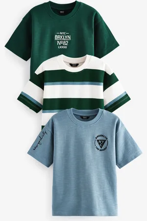 Next Coupe décontractée 100% Cotton Textured Manches courtes T-shirt 3 Lot (3-16yrs)10 ans (140cm)