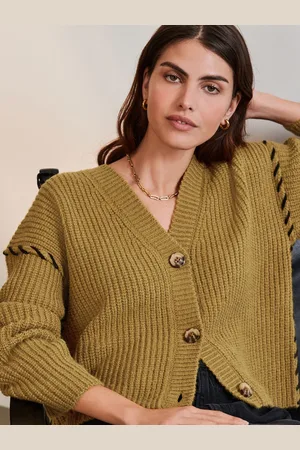 Next Contrast Stitch Button Up V-Neck CardiganS Reg