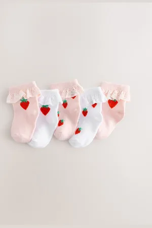 Next 5 Pack Strawbery Lace Baby Socks (0mths-2yrs)5662cm