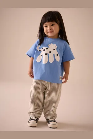 Next Short Sleeve 100% Cotton T-Shirt and Wide Trousers Set (3mths-7yrs)104110cm