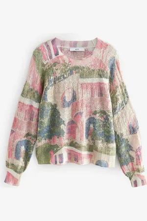 Next Col rond imprimé Pull en maille fineXL Reg