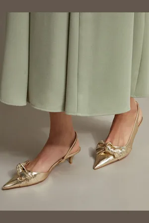 Monsoon Bronte Metallic Bow Slingback Kitten Heelseu43