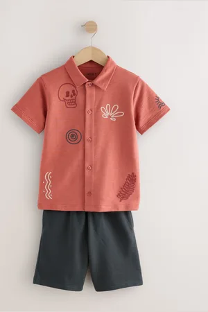 Next 100% Cotton Short Sleeve Embroidered Jersey Shirt and Shorts Set (3-16yrs)166168cm