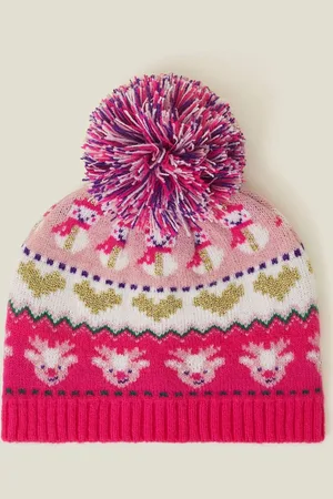 Accessorize Filles Noël Fair Isle Pattern Bonnet Chapeaux7 - 12 ans (122 - 152cm)