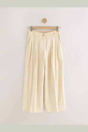 Next Striped Elastic Back Wide Leg Trousers with Linen