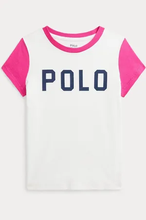 Ralph Lauren Girls Pink Colour-Blocked Logo 100% Cotton Jersey T-Shirt116122cm
