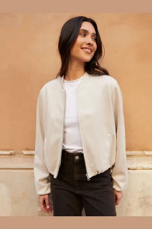 Threadbare Bubble Hem Suedette Bomber Jacket42