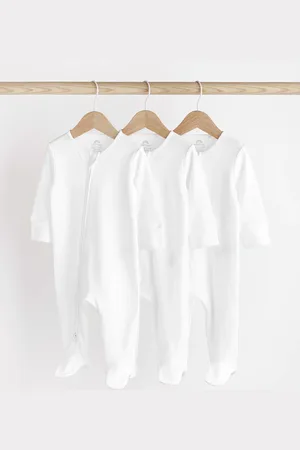 Next Essentiel Combinaisons de nuit zippées 100% coton 3 Lot (0-2ans)10 - Mois 18 (76 - 86cm)