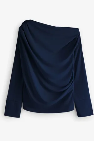 Next Off Shoulder Long Sleeve Drape Jersey Top48