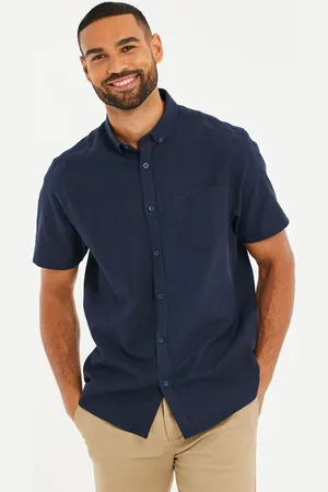 Threadbare Chemise en lin mélangé à manches courtesM