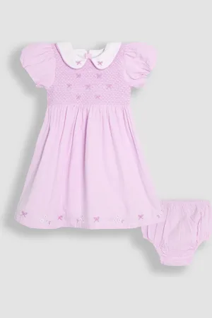 JoJo Maman Bébé Bud Floral Print Embroidered Smocked Party Dress110116cm