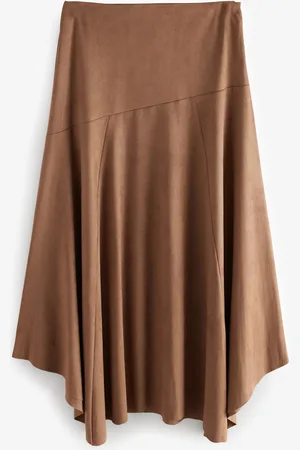 Next Faux Suede Asymetric Hem Midi Skirt36 R
