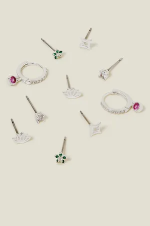 Accessorize Sterling Sparkle Stud and Hoop Earrings 5 Packun