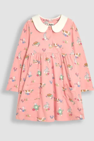 JoJo Maman Bébé 100% Cotton Peter Pan Collar Button Front Long Sleeve Dress8086cm