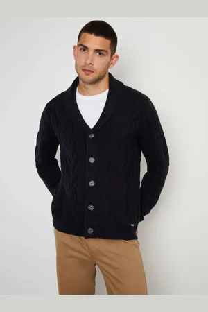 Threadbare Cable Knit Shawl Collar Cardigan With WoolM