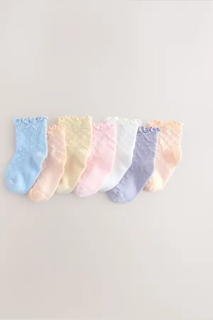 Next Pastel Frill Baby Socks 7 Pack (0mths-2yrs)5662cm