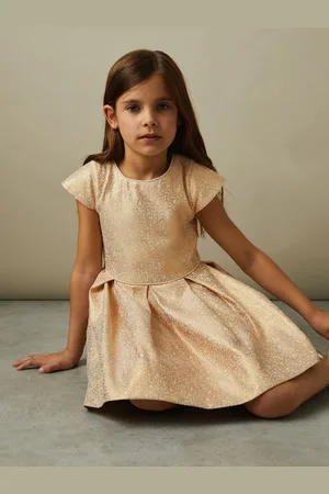Reiss Nia Métallique Robe à manches longues plissées10 - 11 ans (140 - 146cm)