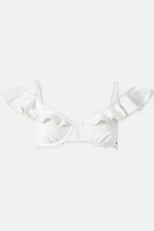 mint&berry Ruffle Plunge Textured Bikini Top34 E