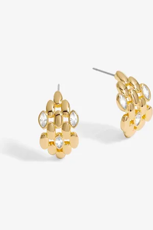 Jon Richard Cubic Zirconia And Polished Chain Hoops Earringsun