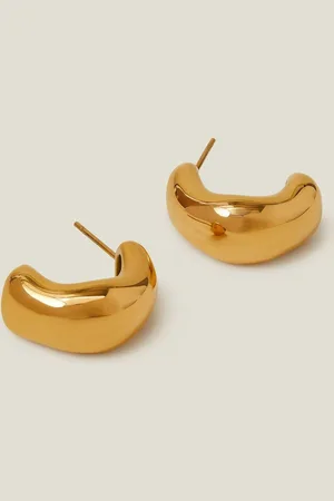 Accessorize Tone 14ct Acier inoxydable Molten Hoop EarringsUn an
