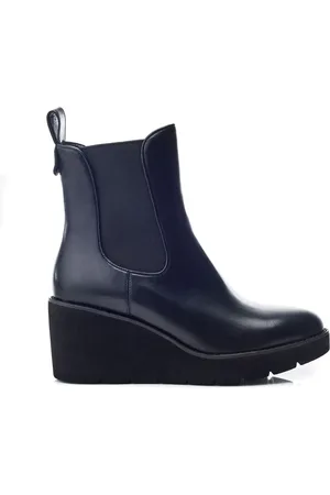 Moda In Pelle Allby Compensées talons Chelsea Bottes