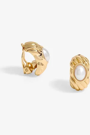 Jon Richard Ridge Pearl Clip Earringsun